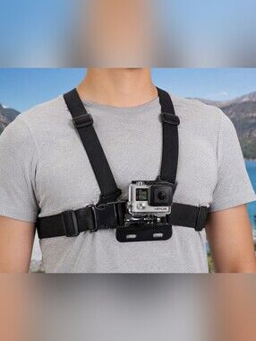 Adjustable Chest Harness Mount Strap for GoPro & Action Cameras Black